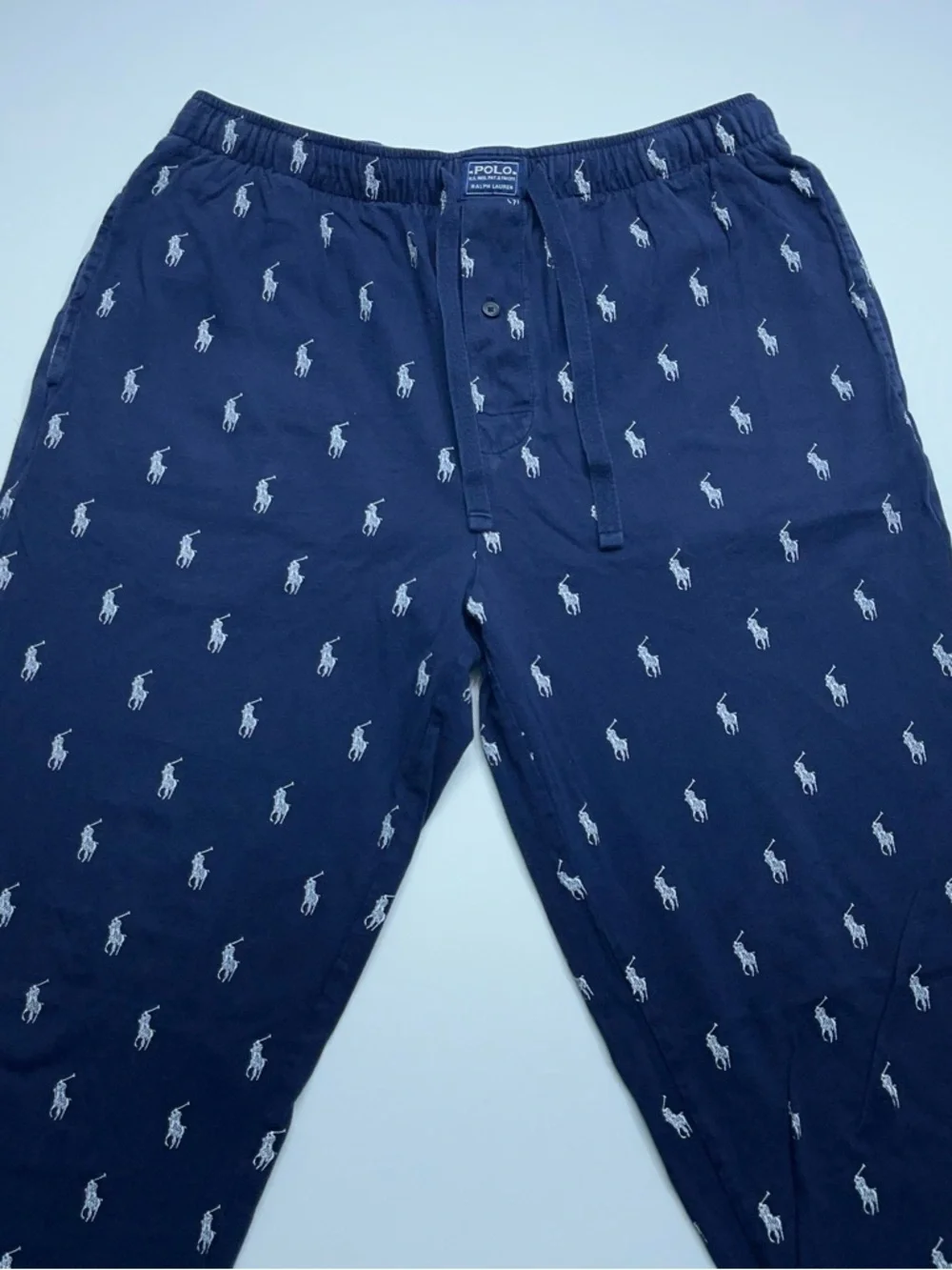Polo Ralph Lauren Pajama Sleep Pants Mens Size Medium Navy Blue All-over Print